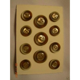 Unbranded 11p BLAZER suit BUTTON SET 4 Hole 24/32 Horn Effect  Pearl Finish Center Brown
