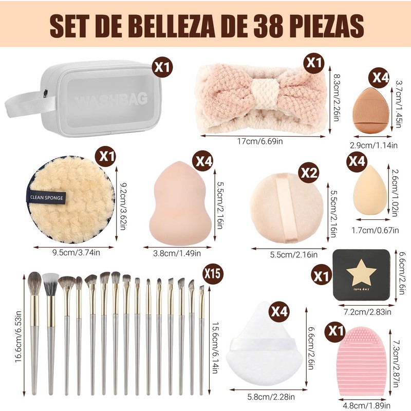38 Piezas Makeup Brush Set, Brochas de Maquillaje Profesional, Herramientas