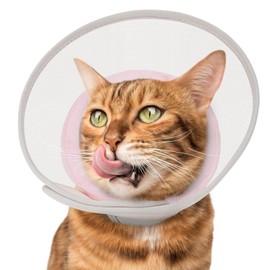 Supet Cat Cone Collar Soft: Comfortable Waterproof Mesh Recovery Cone After Surgery to Stop Licking and Scratch, Alternative to Plastic Elizabeth Head Neck Cone (Pink,L)