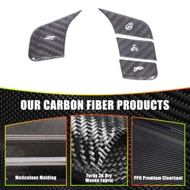 Fit for Corvette C8 2020-2024 Real Carbon Fiber Car Central Control Steering Button Sticker Protection Frame Molding Sticker Trim Interior Decal Accessories (Black)