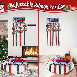 Christmas Card Holder Wall Display, Felt Christmas Card Holder Wall Display & Bulletin Boards, Christmas Card Holder Wall Display with Steric Truck Christmas Tree, 30 Wood Clips & 6 Ribbons