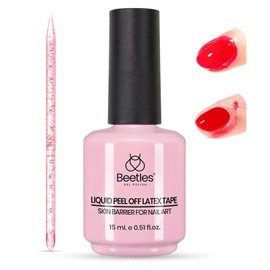 Beetles Liquid Latex for Nail 15ml - Peel off Nail Polish Cuticle Guard with Plastic Nail Care Stick Nails Design Air-Dry Liquid Latex Barrier for Protector Fingers