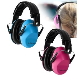 Veshemao Kids Noise Cancelling Headphones 2 Pack, Ear Muffs for Noise Reduction-SNR 28dB Kids Ear Protection for Air Shows,Football, Concerts, Monster Truck,Mowing, Fireworks (pink +blue)