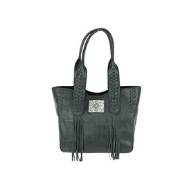 American West Mohave Canyon Small Leather Zip Top Tote (Black)
