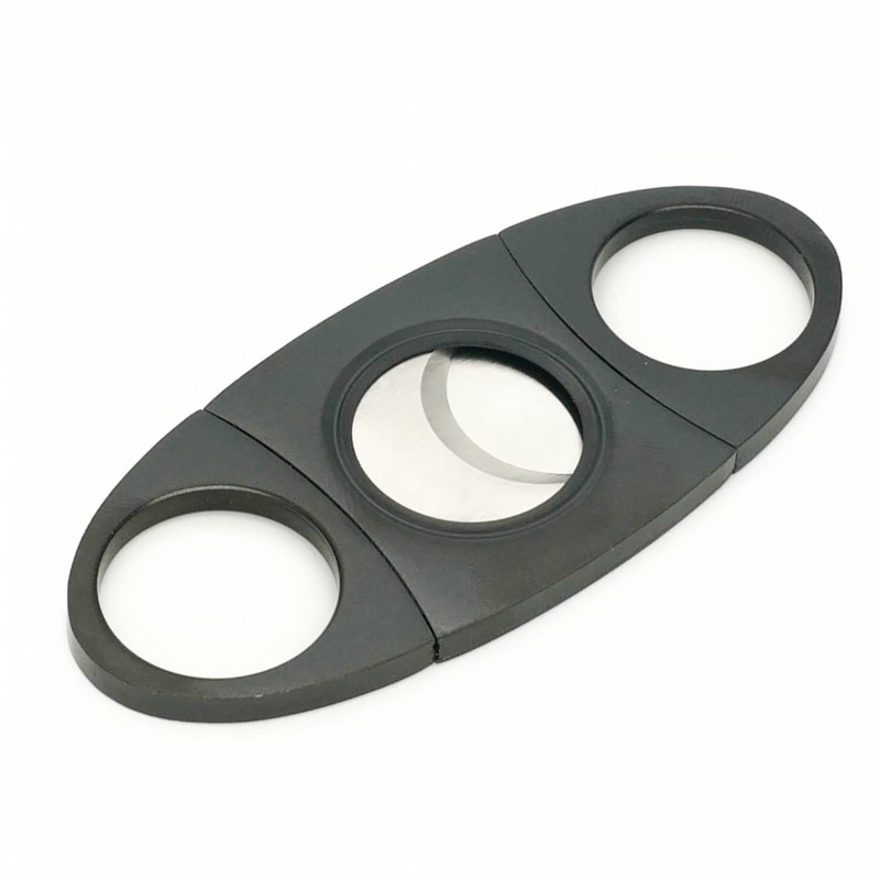 menesia Stainless Steel Cigar Cutter Guillotine with Leather Pouch, Double