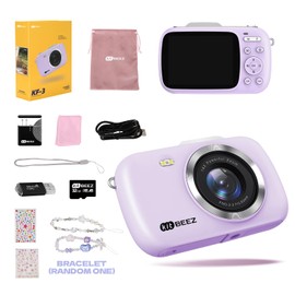 kitBEEZ Cámara Digital 1080P 64MP Vlogging con Tarjeta 32GB, Linda Cámara Digital, Zoom 18X, Anti-Shake y Disparo Continuo, Camara Fotografica Digicam Regalo para Niñas y Niños (Violeta)