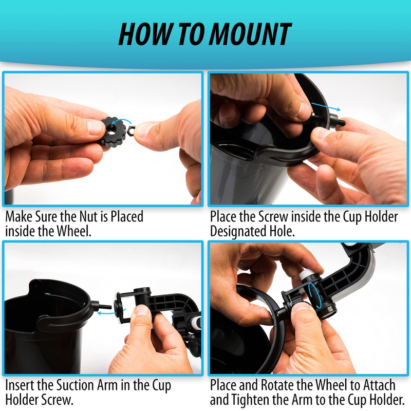 ZONETECH Recessed Folding Cup Drink Holder - Black Premium Quality