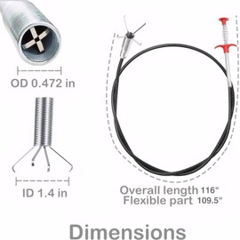 Ownsto 116 inch Drain Snake Grabber Claw Pickup Tool Drain Hair Remover Tool Sewer Cleaner Hook Long Grabber Drain Tool Home Sink And Toilet Drain Cleaner Tool