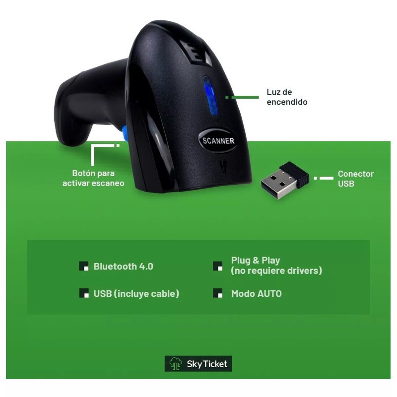 Sky Ticket Kit Punto Venta Impresora Tickets Lector Barras Bluetooth
