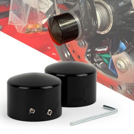 Front Axle Caps, PSLER Motorcycle Front Axle Nut Covers for Softail Sportster Road King Electra Street Glide, Black