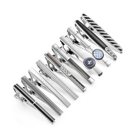 Wynameleri Mens Tie Clips Set 10 PCS Classic Shirts Dress Formal Business Silver Black Gold Necktie Pins Bars Box Packed T0310019