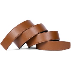 Founders & C Mens Leather Ratchet Belt Strap Only 1 3/8" Without Buckle,Replacement Strap Suitable for 40MM Slide Buckle (Casual Tan Leather, 28"-42" Waist Adjustable)