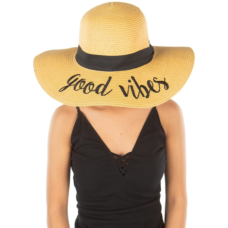 Funky Junque Messy Bun Sun Hat - Good Vibes