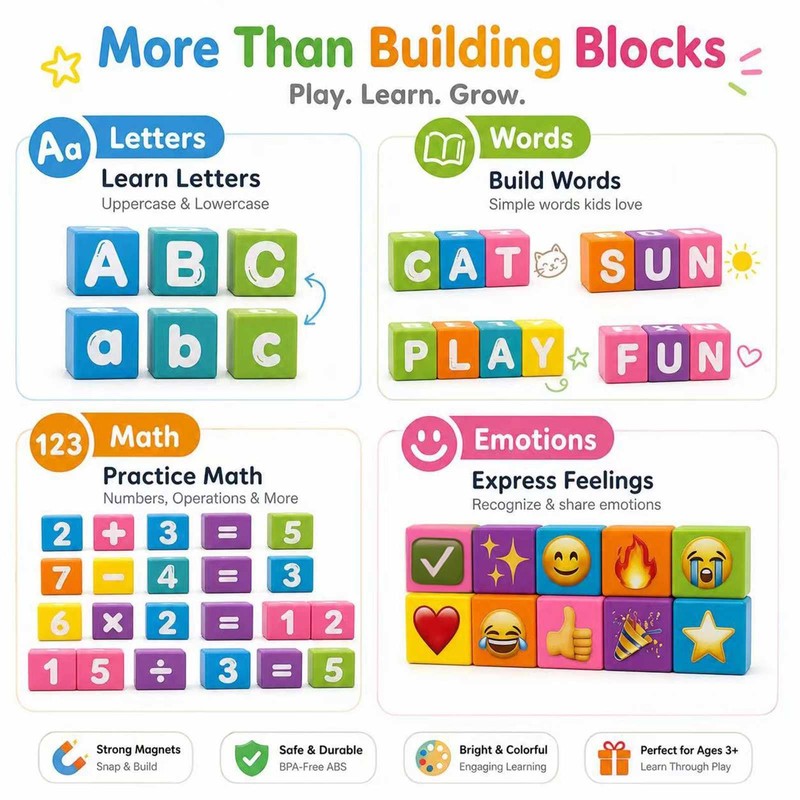 Magnetic Letters & Numbers Blocks ABC Travel Toys Spelling Game