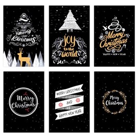Merry Christmas Greeting Cards, ALXCD 12 Pcs Small Size (15cm * 10cm) Delicate Festival Design Greeting Cards & Envelopes for Christmas, Pack of 12, 2X6 Black2