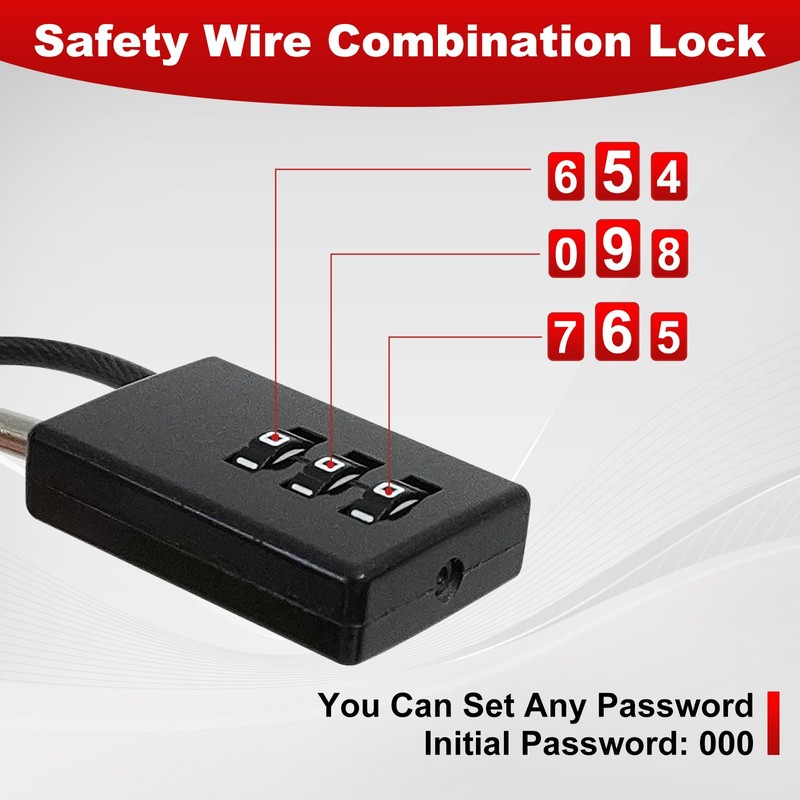 KATIMI 2 x Wire Rope Combination Lock Small 3 Digit
