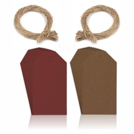 Craft Tags Kraft Paper Tags with String Blank Luggage Tags 2 Assorted Colors Rectangular Twine .Christmas,Birthday Gift Tags for Labeling Presents Arts and Crafts (30, 6.5cm X 11cm)