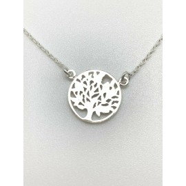 Unbranded 925 Sterling Silver Tree of Life Circle Necklace Chain 17", 2" adjustable