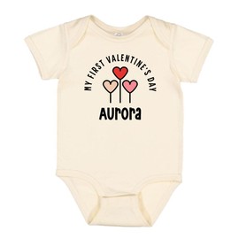 TATY Kids My First Valentine's Day Aurora Baby Infant One Piece Bodysuit 6 Months Natural