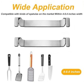 2pcs Stainless Steel Griddle Spatula Stand - Clamp-On Edge Mount Grill Tool Holder for Blackstone Grills and Other Flat Top Griddles(Silver)