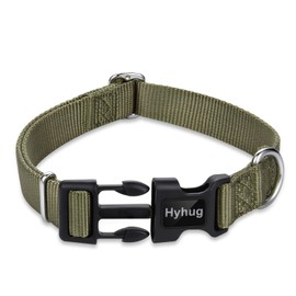 Hyhug Pets Solid Color Classic Regular Heavy Duty Basic Collar for Large Medium Small Dogs, Unique Design Adjustment Triglide Slide (Buckle) Can Attached Name Tag Accessories.