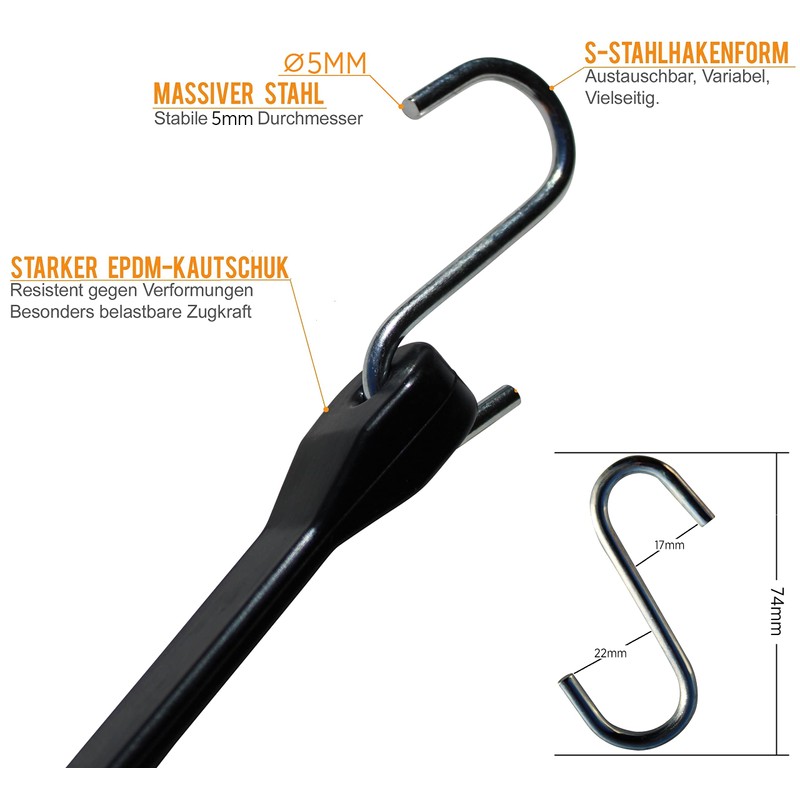 Tensioning Rubber Set (8 x 25 cm) Black Expander EPDM