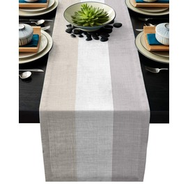 Custom Bed USA Geometric Table Runner Dresser Scarf 18x72inch Linen Burlap Table Runners Non-Slip Heat Resistant Cloth Placemat Home Decor for Wedding Banquet Decoration - Ethnic Stripes Modern Art