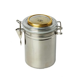 MUXIANGステンレス鋼シガータバコ用ヒュミドール加湿器ジャーコーヒー豆茶キャンディー一体型湿度計ラウンド加湿器CG0011