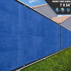 TANG Sunshades Depot Privacy Fence Screen 1'X54' Blue 180GSM Heavy Duty Commercial Windscreen Residential Fence Netting 88% Privacy Blockage with Excellent Airflow 3 Years Warranty