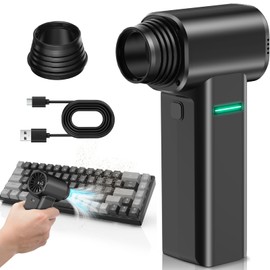 cllis Compressed Air Duster, 500G Super Power Cordless Rechargeable Electric Air Duster, 130000RPM Canned Air Duster for Computer, 4-Gear Air Blower Turbo Jet Blower Keyboard Cleaner for PC(Jet Black)