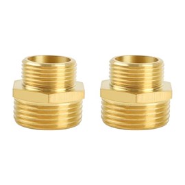 YEAUPE PRO Brass Reducing Nipple, Reduction G3/4 Inch to G1 Inch (Diameter 25.7 mm x 32.5 mm) Brass Male Thread, Pack of 2 Double Nipples Hexagon, with PTFE Sealing Tape, Fittings Suitable for