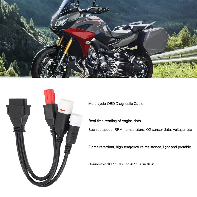 3 In 1 Motorcycle OBD Diagnostic Cable 16Pin to 3PIN