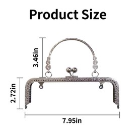 OKKRMGZ Purse Frame with Handles Metal Kiss Lock Clasp for Bag Making Kit Silver Clutch Frames Closures Hardware Large Kisslock Closure Clasps Press for Handbags and Purse Bags Craft DIY
