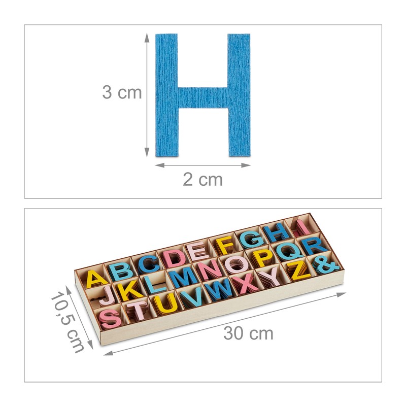 Relaxdays Wooden Letters Set, 324 Pieces, Capital Letters A-Z, and