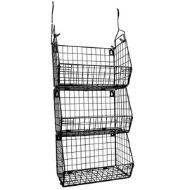 3 Tier Hanging Foldable Wire Baskets Closet Organizer Clothes Shelves Countertop Caddy Bin Wall Mount Shelf Wire Storage Basket Bins for Clothing Handbags Snacks Drinks Fruits