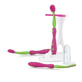 Nuby - Sistema de 4 etapas de cuidado bucal, color rosa/verde