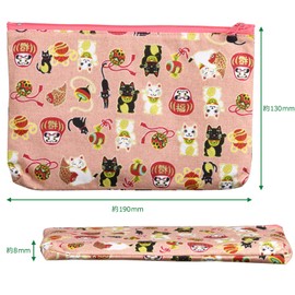Morikuru TK01-07 SG Wonder Zone TK01-07 Rectangular Long Flat Pouch, 7.5 x 5.1 inches (19 x 13 cm), Cute Multi-Pouch, Pink