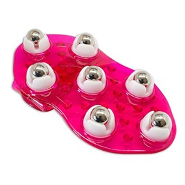 Body Massager with 7 Rollers, 2 Colours, Adjustable Massage Glove, Acupuncture, 360 Degrees (Red)