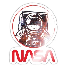 Spreadshirt NASA Logo and Astronaut in Galaxy Design Stickers, max. 10 x 10 cm, 10 x 10 cm, Glossy White
