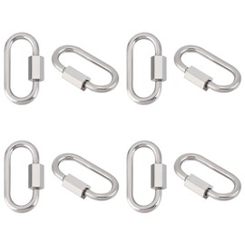 UNICRAFTALE 8Pcs 304 Stainless Steel Screw Carabiner Lock Charms Oval Keychain Clasps Platinum Keychain Clip Hook Quick Link for DIY Bracelet Necklaces Keychain Jewelry Making