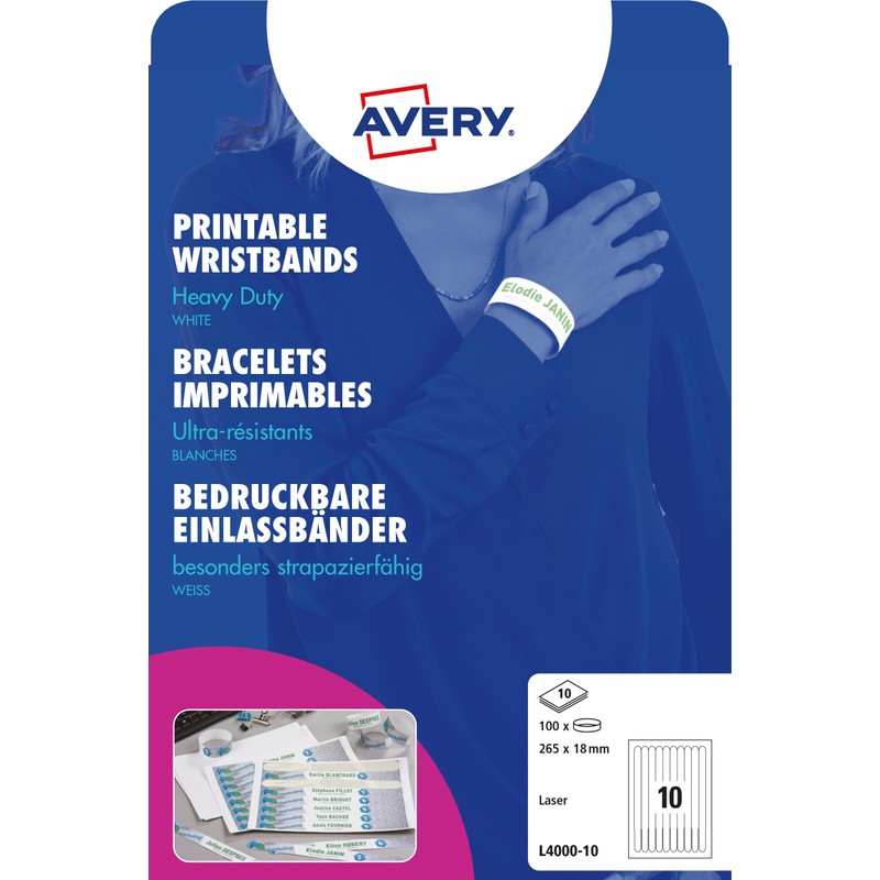 Avery Zweckform L4000-10 Wristbands (265 x 18 mm 160 g/m²