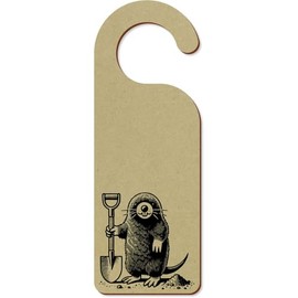 Azeeda 'Mole Digging with Shovel' 200mm x 72mm Door Hanger/Sign (DH00045601)