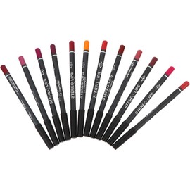 12 Piezas Lápiz para Forma Labios Negro de Madera, Acabado Mate