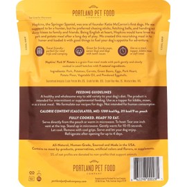 CRAFTED BY HUMANS LOVED BY DOGS Portland Pet Food Company Human-Grade Dog Food Pouch — Mixer, Topper, and Rotational Meal (Hopkin's Pork, 5 Pack)