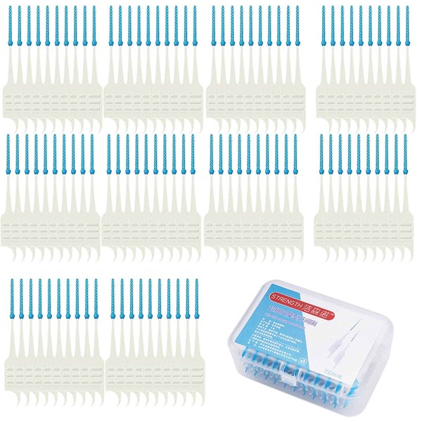 Pack of 100 Interdental Brushes, Toothpicks, Teeth Cleaning, Interdental Brushes, Oral Hygiene, Tartar Remover, Dental Floss, Head Teeth Cleaning Tool with Storage Box