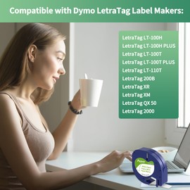 12-Pack Paper Label Maker Paper Tape Compatible for Dymo Letratag Refills 12mm x 4m 1/2" x 13' Self-Adhesive White Paper Label, 91330 10697 Compatible for Dymo Letratag LT-100H LT-100T LT-200B QX50