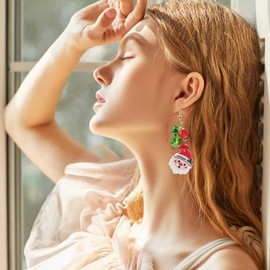 Christmas Earrings for Women Christmas Gift Christmas Bell Earrings Cute Christmas Tree Santa Bell Earrings Christmas Party Jewelry Gift for Women (Christmas Tree)