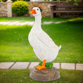 Teaeeno Farm Duck Statues,Real Duck Figurine,Funny Duck Fence Decoration,Outdoor Decor Yard Lawn,Indoor/Outdoor Resin Animal Statue for Home Garden Stairs, Farm, Patio, Backyard