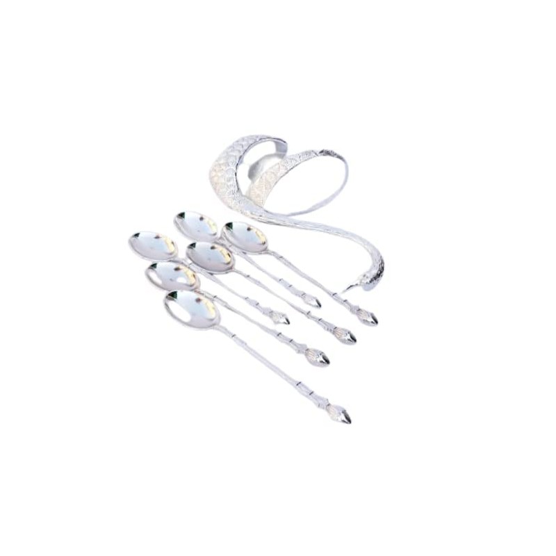 Silver Plated Swan Duck With 12 Pcs Tea Spoon Set