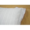 Decorative Linen Cushion Cover with Brown Piping, White Striped Pattern